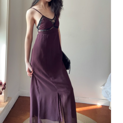 Temperamental and fashionable lace decoration lingerie dress