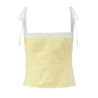 Square neck lace top high waist slim fit camisole - Thumbnail 2