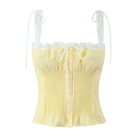 Square neck lace top high waist slim fit camisole - Thumbnail 3