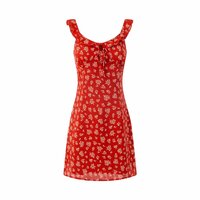 Retro Red Floral Suspender Dress - Thumbnail 2