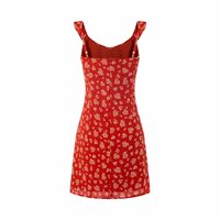 Retro Red Floral Suspender Dress - Thumbnail 3