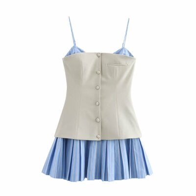 Design suspenders poplin patchwork dress skirt
