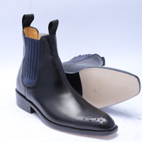 Crafted Leather Handmade Black Calf Leather Men Classic Chelsea Fashion Boot - Thumbnail 2