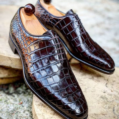 New handmade dark brown crocodile/alligator leather dress shoes  - Thumbnail 5