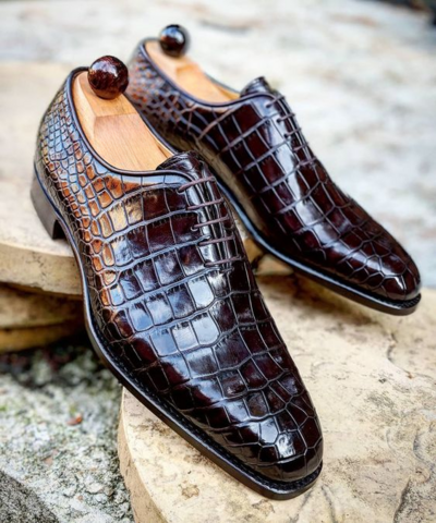 New Handmade Dark Brown Crocodile/Alligator Leather Dress Shoes 