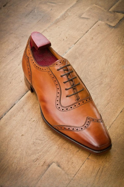 Handmade Men Spectators Oxford Brown Dress Lace up Wingtip Shoes