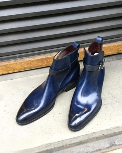 Blue Patina Leather Mens Jodhpur Dress Boot