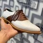 Crafted Leather Stunning Brown White Leather Dress Shoes-1