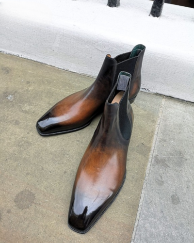 Handmade Men Brown Leather Chelsea Boot
