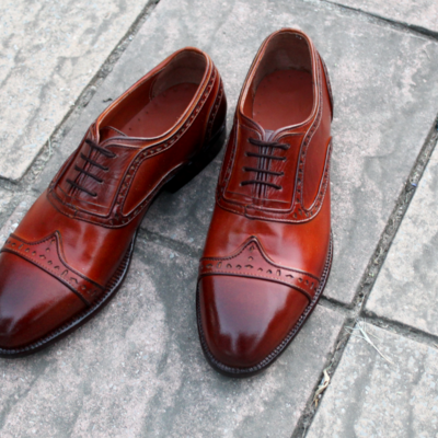 Crafted leather classic handmade brown leather wingtip dress shoes - Thumbnail 2