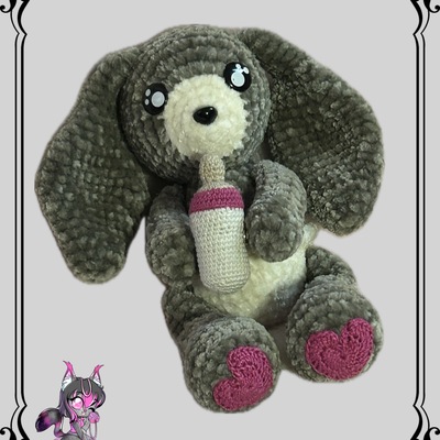 Crochet baby bunny with matching adult paci