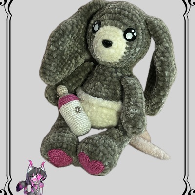 Crochet baby bunny with matching adult paci