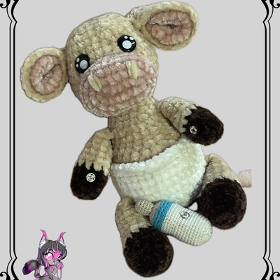 Crochet baby cow with matching adult paci