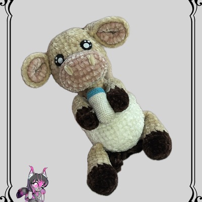 Crochet baby cow with matching adult paci
