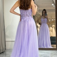  A Line Light Purple Prom Dress Long Evening Dress With Appliques,PD231352 - Thumbnail 1