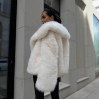 F06 Women's Faux Fur Coat Fluffy Faux Fur Jacket Long Sleeve Lapel Furry Winter Jackets Shaggy Parka Short Coat - Thumbnail 1