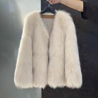 F08 Women's Faux Fur Coat Fluffy Faux Fur Jacket Long Sleeve Lapel Furry Winter Jackets Shaggy Parka Short Coat - Thumbnail 3