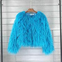 F10 Women's Faux Fur Coat Fluffy Faux Fur Jacket Long Sleeve Lapel Furry Winter Jackets Shaggy Parka Short Coat - Thumbnail 1