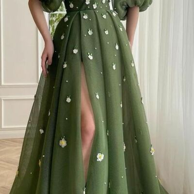 Elegant green sheath prom dress formal dress evening gowns - Thumbnail 1