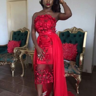 Elegant red sheath lace prom dress formal dress evening gowns