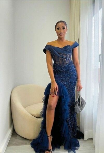 Elegant Royal Blue Beading Crystals Prom Dress Formal Dress Evening Gowns