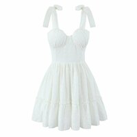 Lace-up embroidered tube top waist dress summer seaside vacation suspender skirt - Thumbnail 1