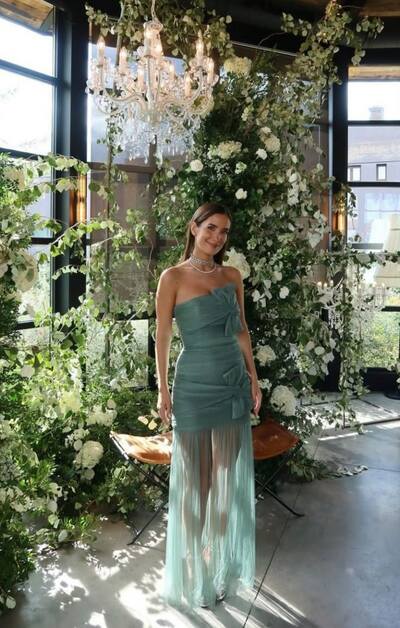 Elegant Blue Sheath Tulle Prom Dress Formal Dress Evening Gowns