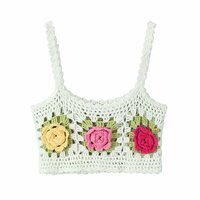Fashion lazy pastoral color knitted flower hollow small sling - Thumbnail 3