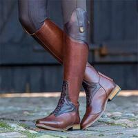 Thick heel square toe over-the-knee zippered knight boots 3 colors - Thumbnail 1