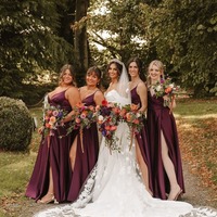 A Line Spaghetti Straps Sleeveless Satin Bridesmaid Dress,PD231375 - Thumbnail 1