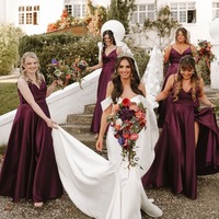 A Line Spaghetti Straps Sleeveless Satin Bridesmaid Dress,PD231375 - Thumbnail 2