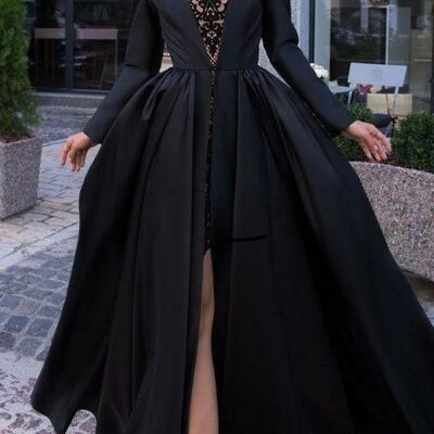 Elegant black lace prom dress formal dress evening gowns