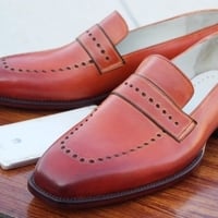 Crafted Leather Brown Men Loafers Dress Shoes For Men - Thumbnail 1