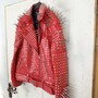  Classy Red Emo Style Leather Gothic Studded Jacket with Silver Studs and Spikes-1