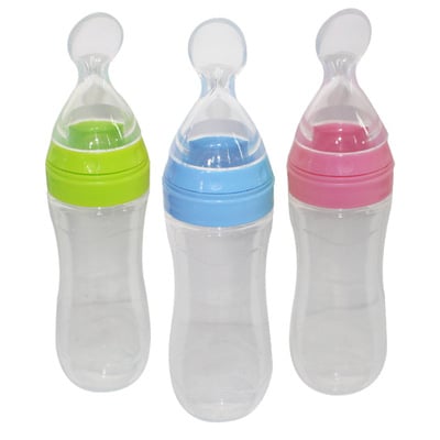 Baby spoon bottle feeder – 120ml food-grade silicone squeeze bottle for easy feeding