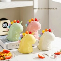 Cute Unicorn Stainless Steel Fruit Fork Suits - Thumbnail 1