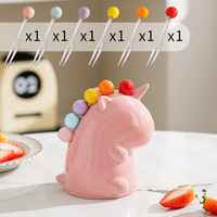 Cute Unicorn Stainless Steel Fruit Fork Suits - Thumbnail 4