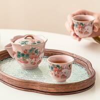 Vintage Strawberry Rabbit Ceramic Hand-held Tea Pot Mug Set - Thumbnail 8