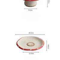 Red Mushroom Ceramic Plate Cake Stand Plate - Thumbnail 6