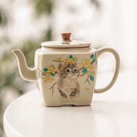 6pcs Vintage Cute Cat Square Teapot Set - Thumbnail 5