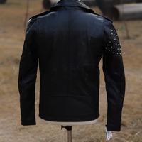 Crafted Leather Men's Punk Style Studded Leather Jacket  - Thumbnail 2