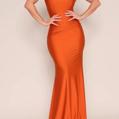 Mermaid strapless fitted trumpet jersey bridesmaid dress,pd231378
