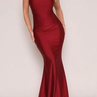 Mermaid Strapless Fitted Trumpet Jersey Bridesmaid Dress,PD231378 - Thumbnail 1