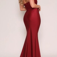Mermaid Strapless Fitted Trumpet Jersey Bridesmaid Dress,PD231378 - Thumbnail 2