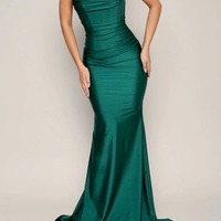 Mermaid Strapless Fitted Trumpet Jersey Bridesmaid Dress,PD231378 - Thumbnail 4