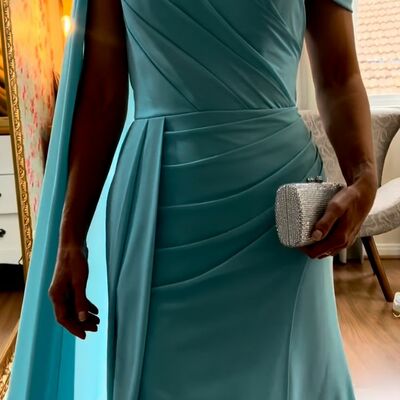 Elegant sheath green with shawl mother of bride/ groom dress evening formal dress prom dress