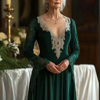 Elegant dark green lace appliques mother of bride/ groom dress evening formal dress prom dress