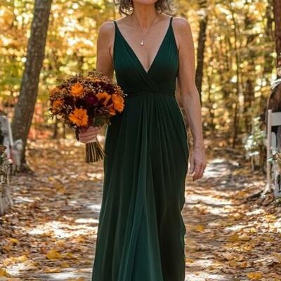 Elegant dark green a line mother of bride/ groom dress evening formal dress prom dress