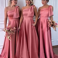 A Line Satin Bridesmaid Dress With Pockets,PD231386 - Thumbnail 1