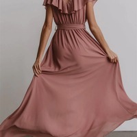 Chiffon Asymmetrical Bridesmaid Dress with Bows,PD231388 - Thumbnail 5